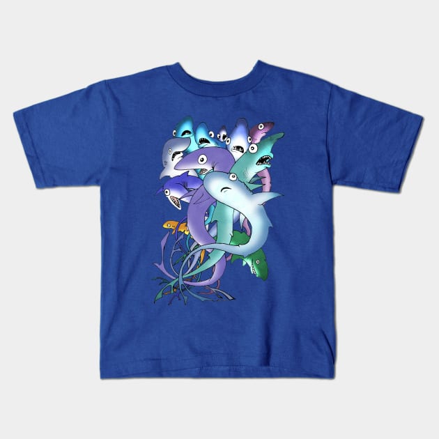 String of Sharks Kids T-Shirt by Philip_de_Goya